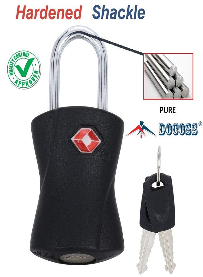 DOCOSS Metal Lock TSA Approved with Keys International Lock for Bag Luggage Travelling Locks Padlock, Metallic (Black) - Pack of 2 - Image 5